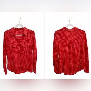 HALARA Red Polka Dot Button Down Shirt